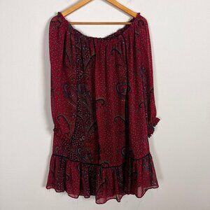 Zara Basics Red Paisley Dress S